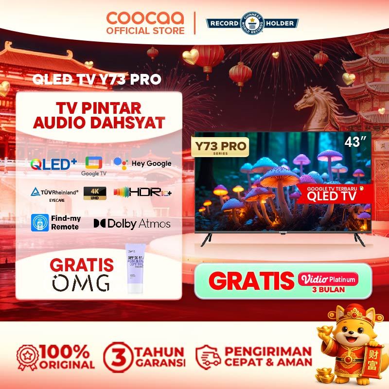 NEW COOCAA TV 43 inch Y73 PRO -  4K QLED+ - Google TV - Flicker Free/Eye Care/Low Blue Light - Find 