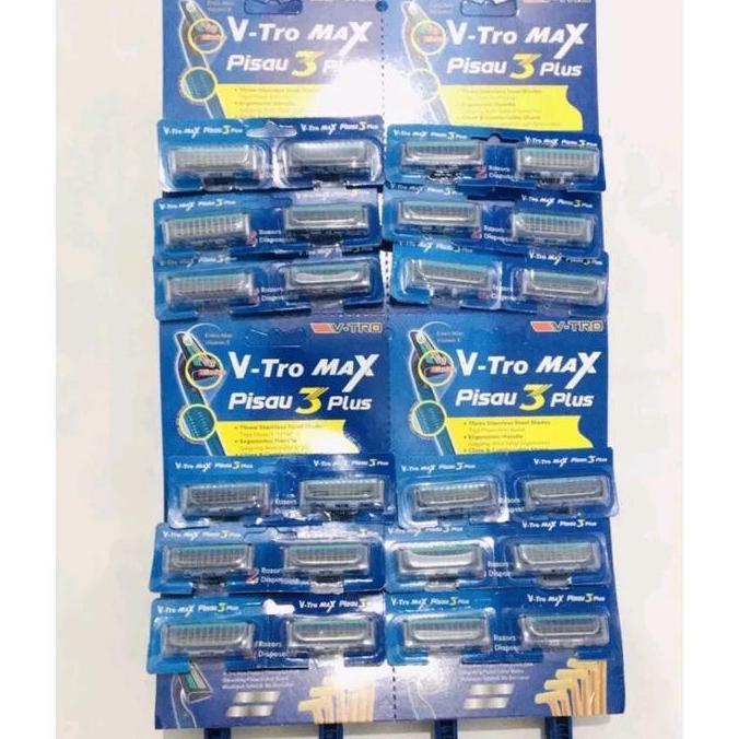Pisau Cukur 3 Mata/Kerokan Jenggot,Kumis V-TRO MAX isi 24 pcs