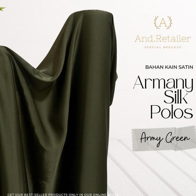 Kain Satin Armany Silk Original warna Army Green Hijau Army Tua