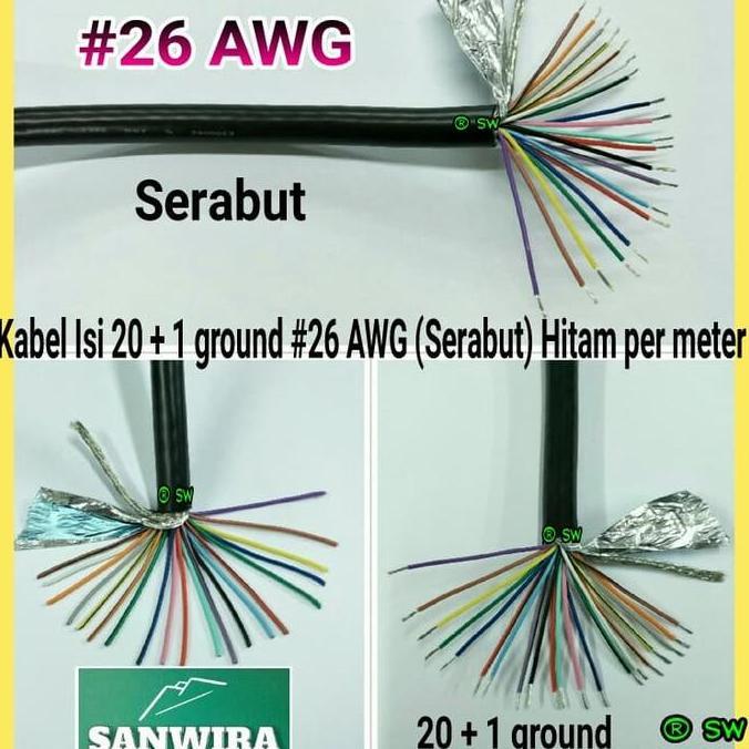 Ready  Kabel Isi 20 + 1 ground #26 AWG (Serabut) Hitam per meter