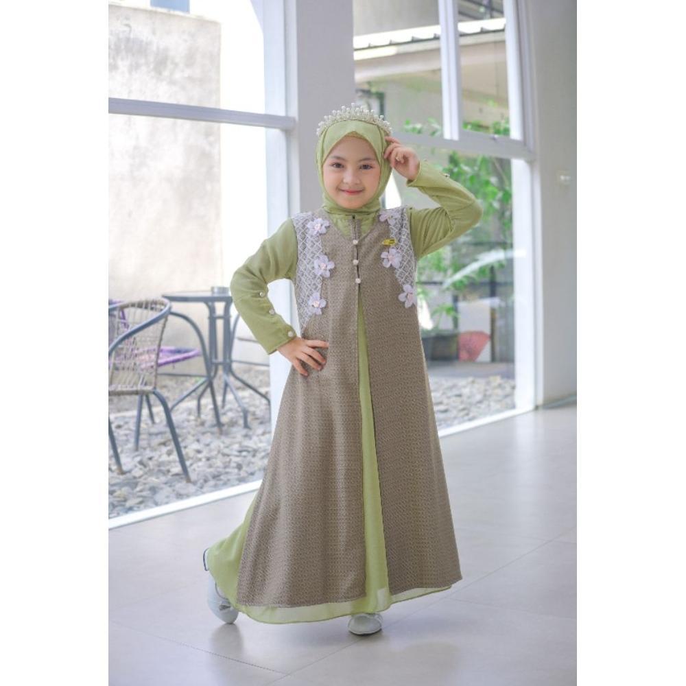 garansi aisha kids ( set kimar ) gamis anak terbaru dari umur 3-12 thn  baju gamis anak kekinian baj