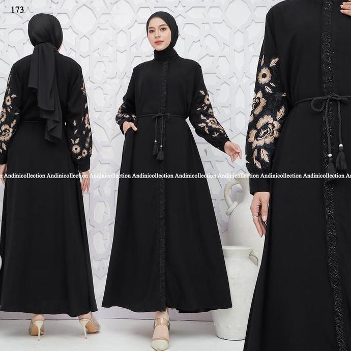 Best Seller, Abaya Jetblack Hitam Pekat Jetblack Premium Full Sleting Gamis Outer Syari Muslimah Rem