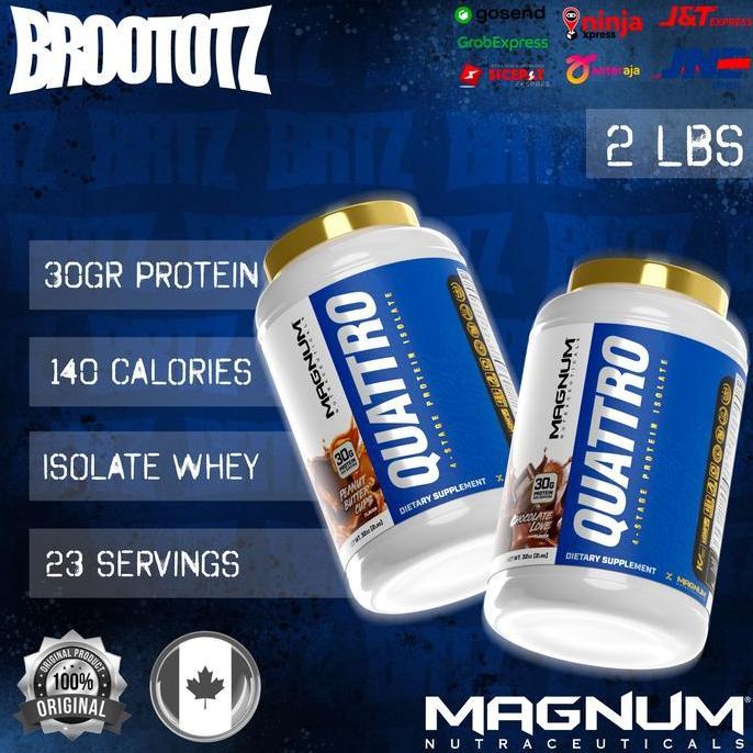 MAGNUM Quattro Isolate Whey Protein 23 Servings 2Lbs Whey Protein Isolate Shake Powder Suplemen Gym 