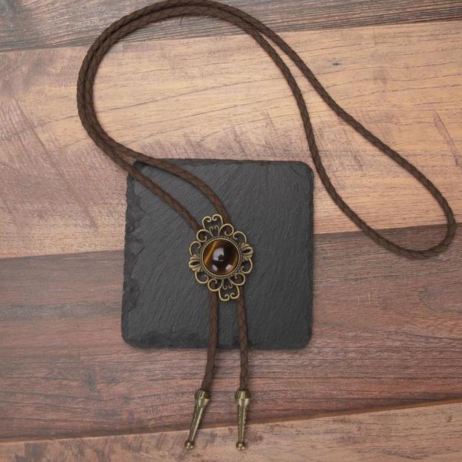 Kalung Dasi Koboi Bolo Tie Pria Western American Eagle Turquoise Aksesoris Etnik Kulit Klasik Termur