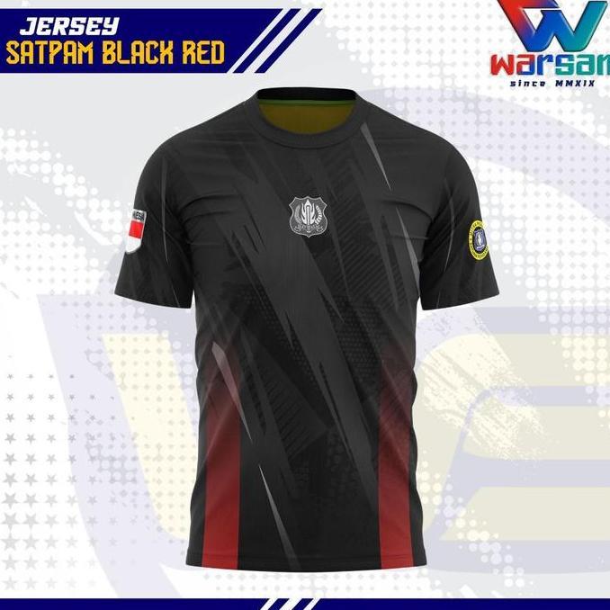 JERSEY OBLONG SATPAM BLACK RED FULL PRINTING / KAOS OBLONG SATPAM DRYFIT / JERSEY SATPAM,
