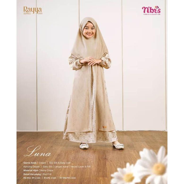 TERBARU [PROMO/Cod] Nibras Luna Gamis Anak Set Hijab Raya Series 2025