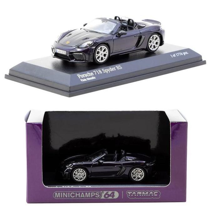 T64MC-008-VM - Minichamps X Tarmac Works 1/64 Porsche 718 Spyder RS Viola Metallic