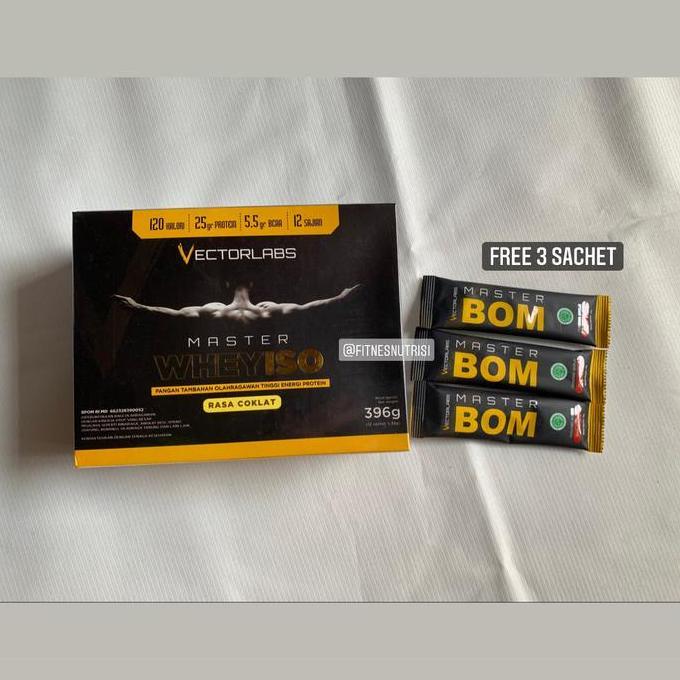 vectorlabs master whey iso 12 sachet susu isolate diet fitness muscle