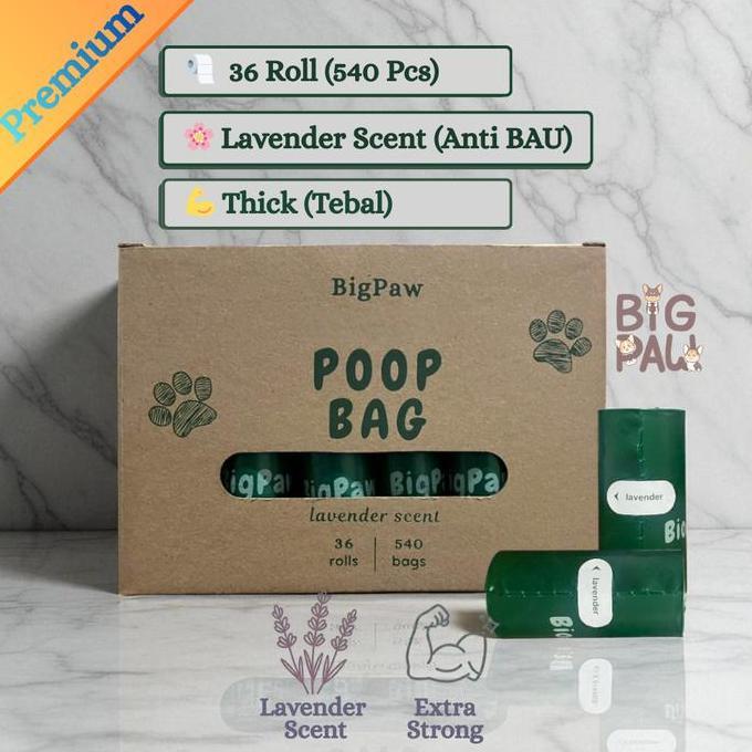 BigPaw Poop Bag Thick Tebal Lavender Scent 360 pcs | 24 roll | Anabul Poop Bag | Plastik Diaper | Pl