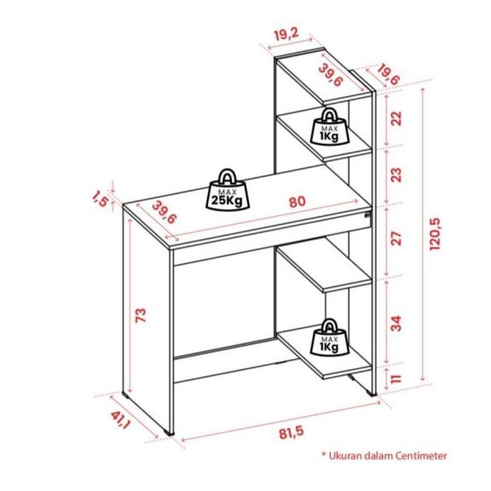 Meja belajar tulis kerja rak lemari buku 80cm minimalis kn BANDUNG