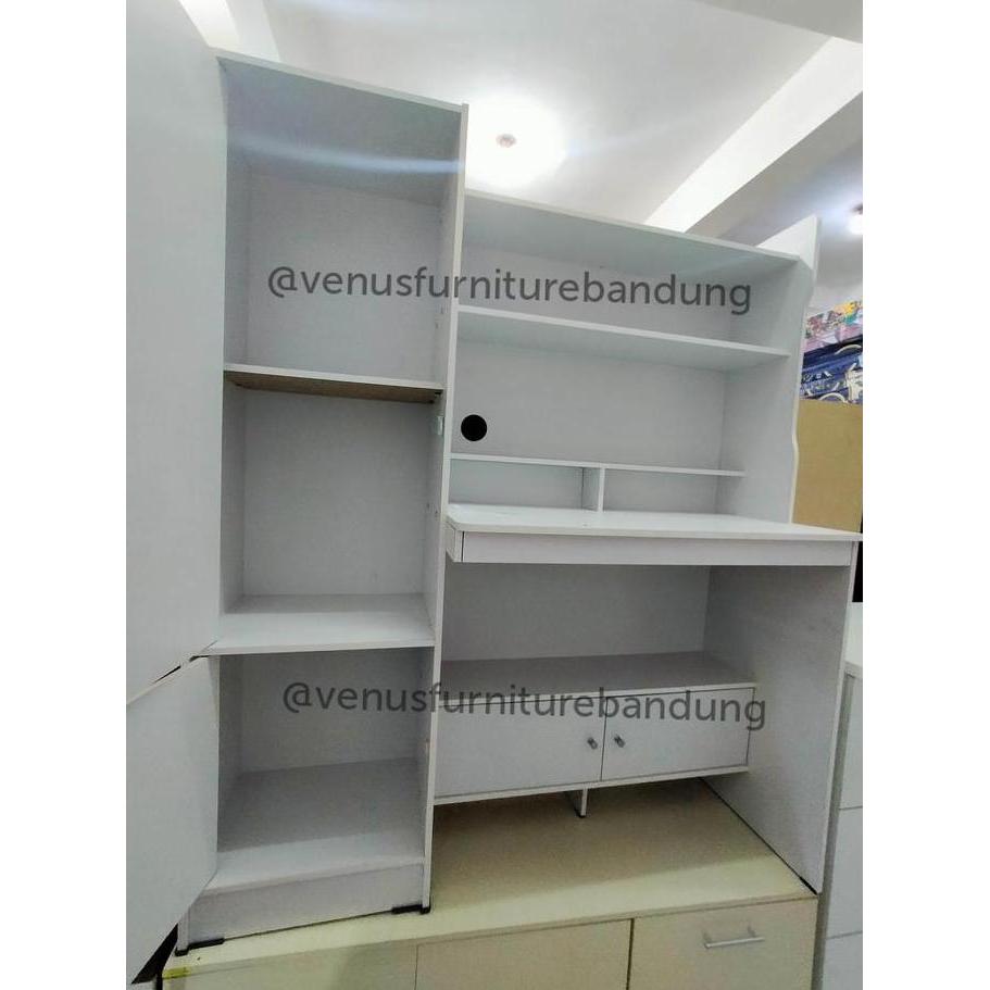 Meja belajar rak buku anak putih polos BANDUNG