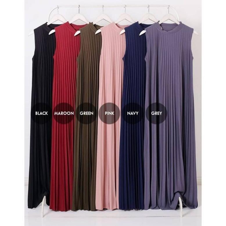 Gamis Plisket Premium / Gamis Plisket Maxy / Gamis Plisket Tanpa Lengan / Gamis Plisket Yukensi / In