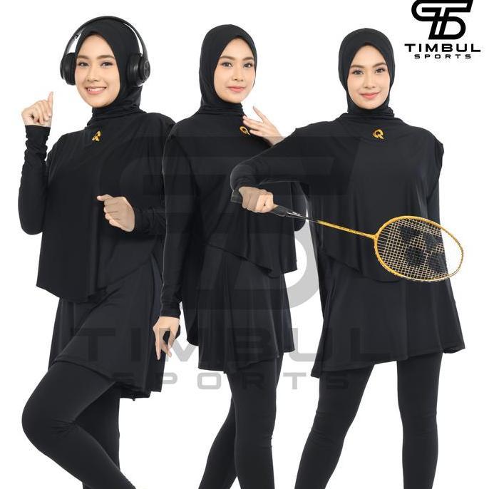 HOT SALE Stelan Olahraga Wanita Muslimah Senam Renang Lari Bersepeda Legging Rok Hijab Rompi