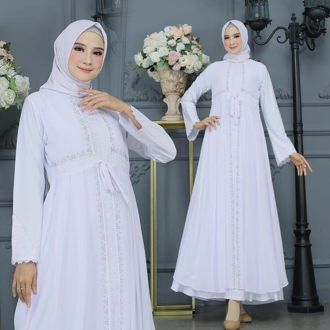 Diskon Galeri Sicantik - Cod - Gamis Abaya Putih Terbaru 2023 - Abaya Turkey Putih - Gamis Putih Ele
