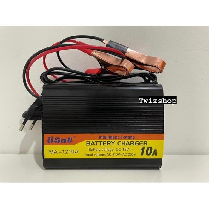 Charger Aki 12V 10A Usat / Charger Aki Otomatis 12 Volt 10 Ampere Usat Fast Charging (Harga Satuan) 