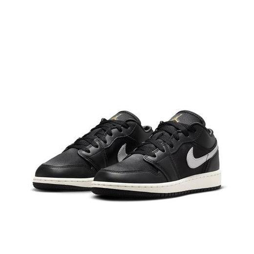 Sepatu Basket Anak Air Jordan 1 Low Se Gs Black Silver Gold Fz3921-001