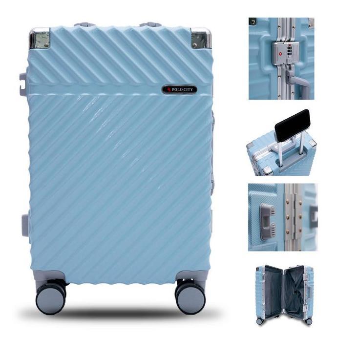 Koper Hardcase Aluminum Polo City No Zipper Size Bagasi 24 Inch - 7001