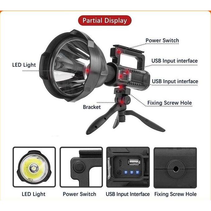Lightflas- Senter Led Sorot Jarak Jauh Super Terang X2000 W590/W591 Lampu Senter Jumbo Big Lamp Led 