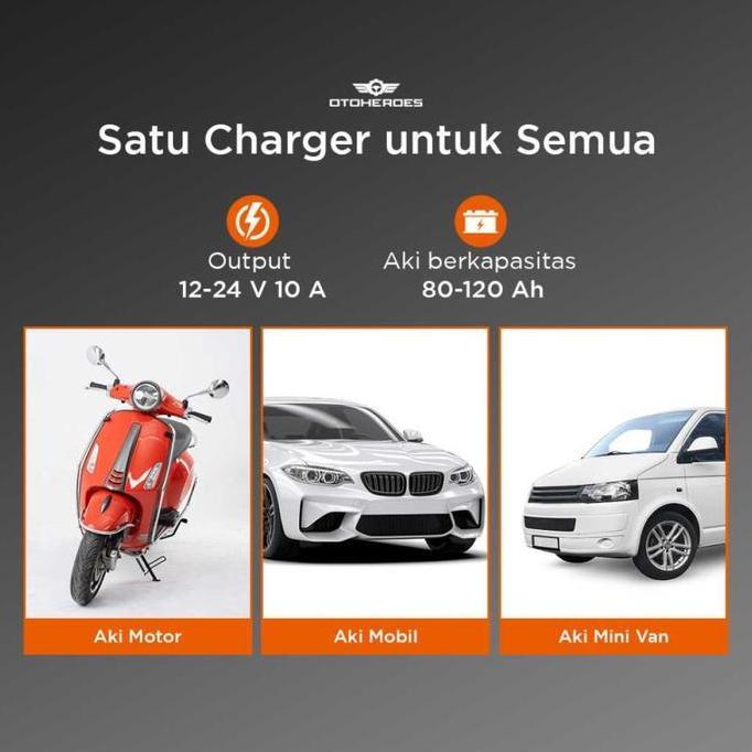 MARKVUN Charger Aki Accu Mobil Motor Taffware Lead Acid 12-24V 10A 80-120Ah
