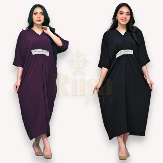 Paket 2Pcs Kaftan Ibu Hamil & Menyusui Kaneeyaa, Baju Gamis Lebaran Wanita Dewasa Remaja Friendly - 