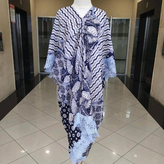 Kaftan Batik Viscose Motif Lace Wanita, Bahan Berkilau, Nyaman Dipakai, Panjang 98-112cm - Cantik, F