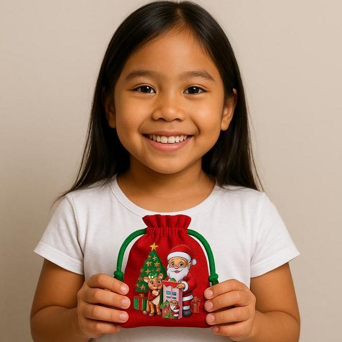 Yoiyouu- Amplop Natal Lucu Isi 10 Pcs Karakter Kain Serut Merah