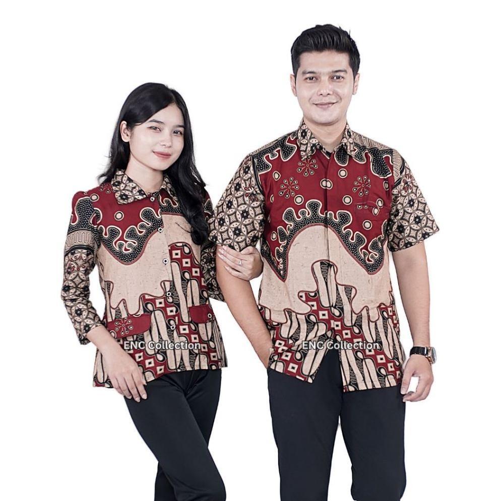 FREE ONGKIR BLOUSE BATIK PARADISE BATIK COUPLE - BATIK WANITA KEMEJA - ATASAN MODERN BATIK - HEM BAT