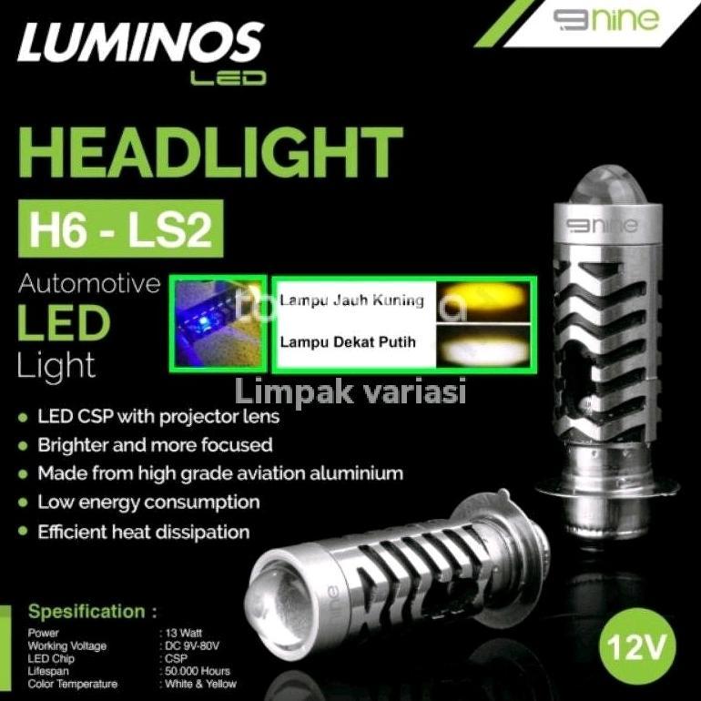 HOT SALE Bohlam led LUMINOS 9 nine h6 H4 Ls2 Ls3 Lampu Led Depan H6 Luminos LS2 Ls3 COB Laser Bebek 