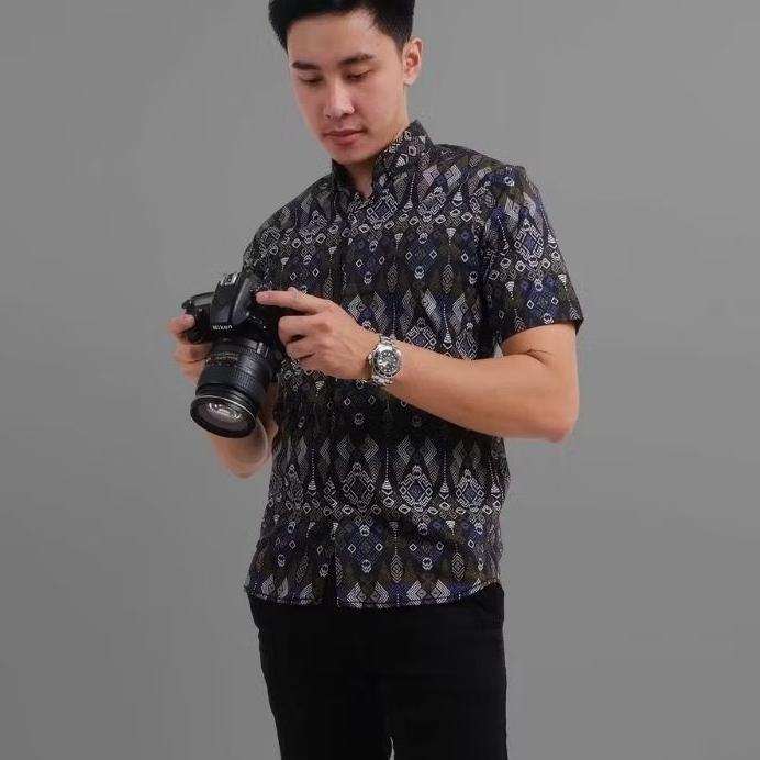 BEST SELLER ( READY JUMBO ) KEMEJA BATIK PRIA SONGKET LENGAN PENDEK BATIK PENDEK BATIK SONGKET