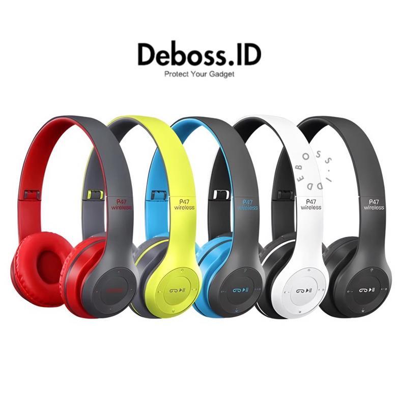 TERBARU Deboss-P47 HEADPHONE Bluetooth Gaming Headset Wireless Pro Bass P47 headset Bluetooth p47 he
