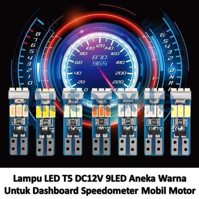Lampu LED T5 9Mata Panel Dashboard Speedometer Wedge Instrumen Interior Gigi Mobil Motor Warna Biru 