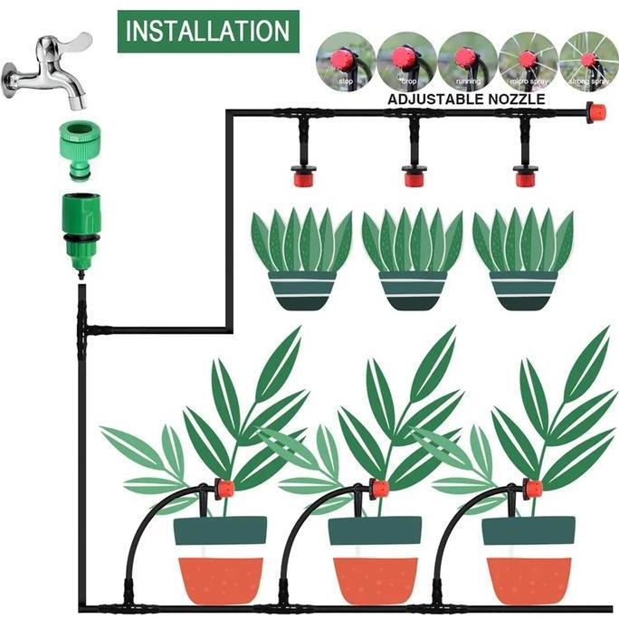 paket set selang irigasi penyiram tanaman hidroponik timer keran air