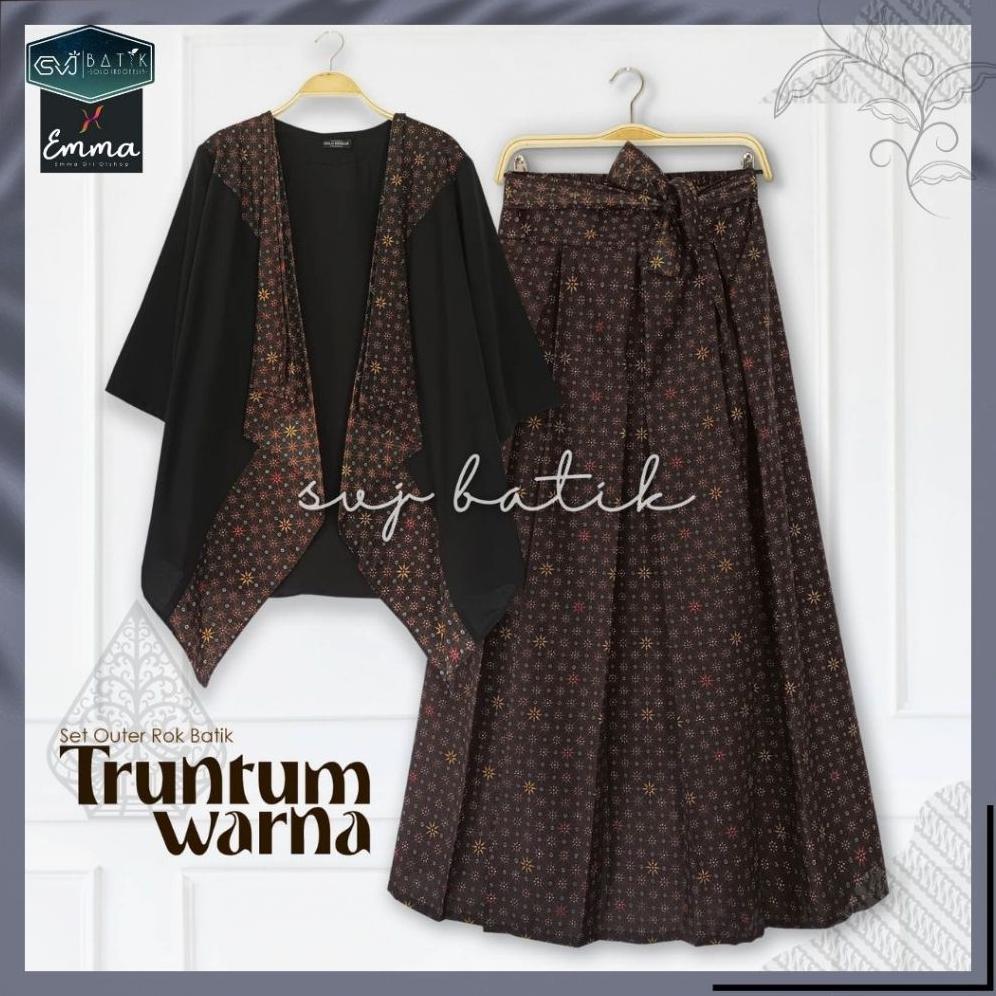 DISKON SET BATIK WANITA AESTHETIC OUTER DAN ROK TERBARU MOTIF BATIK EKSKLUSIF ORI BRAND SVJ BATIK SO