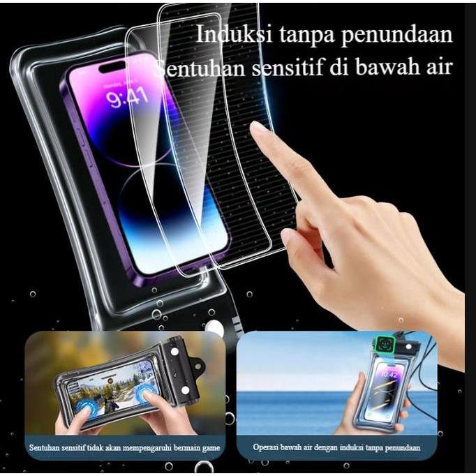 Tas Tahan Air HP Mengapung dengan Bantal Udara,Layar Sentuh Jernih,Kedap Air Lipat Tiga untuk Berena