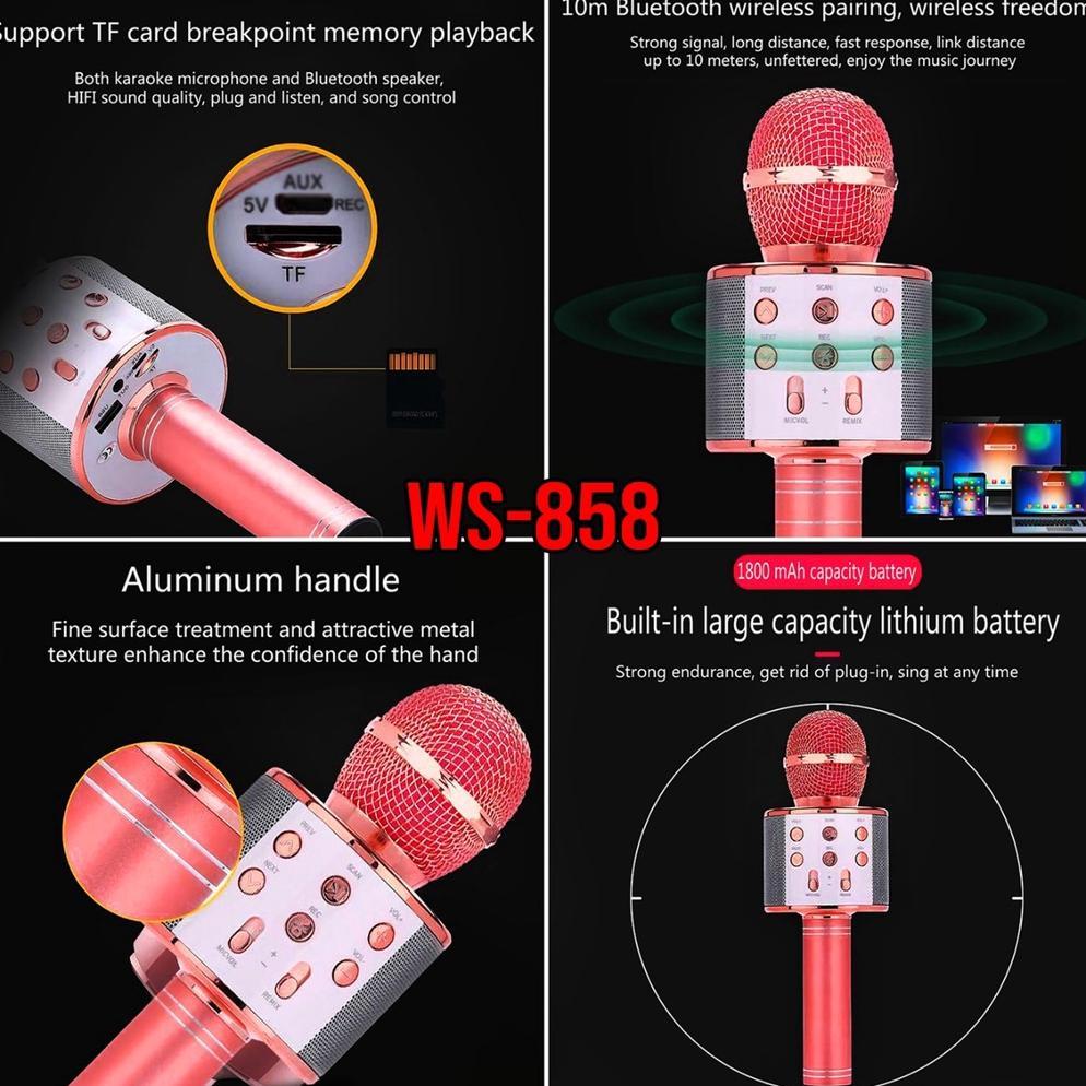 Sale Mic Karaoke Mikrofon WSTER Bluetooth Wireless WS858 WS-858 Mic Smule