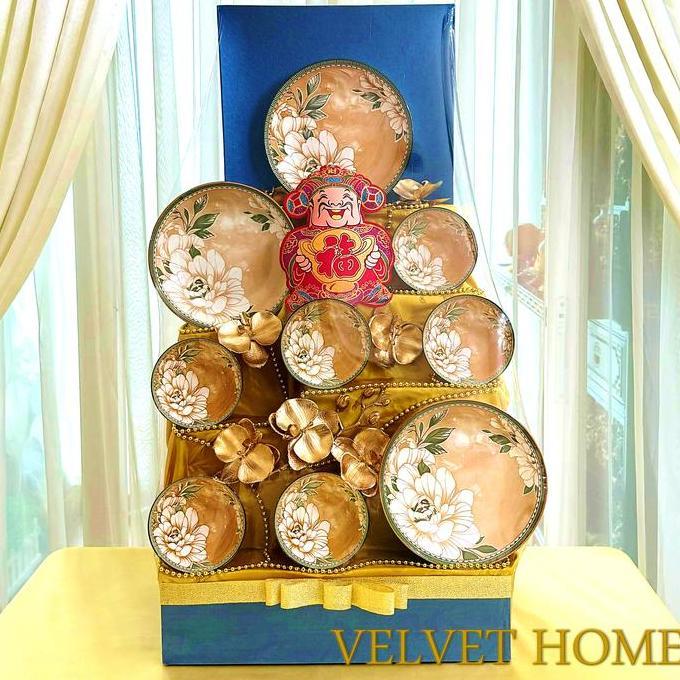 Parcel Imlek hampers piring peony chinese bunga tahun baru cina chinese lunar new year parsel mangko