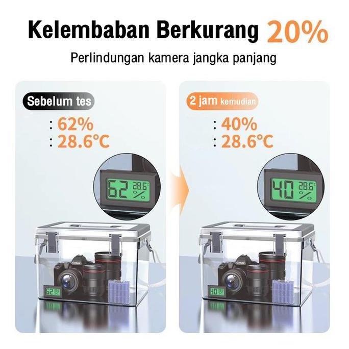 Roemahcustom411 - Kotak Tahan Lembab Kamera Digital Dry Box Kamera 3 In 1 Set Free Silica Gel Dan Hi