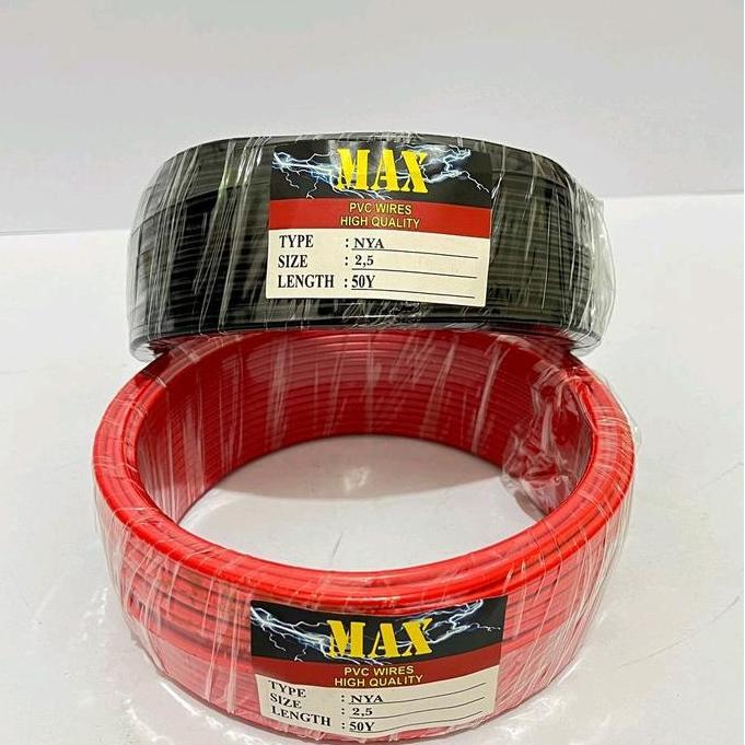 Paket Sepasang Kabel 2 Roll ( Merah & Hitam) Kabel Listrik Nya Max 2,5Mm-50Yard(Uk Real 1,5Mm-30Mete