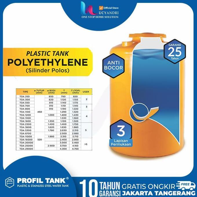 Miliki Toren Air Profil Tda 250 L Plastik Tang Tandon Toren Tanki Profiltank