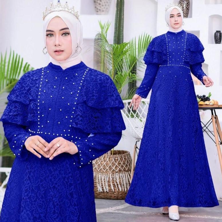 KAMIILA - GAMIS DRESS BAJU BUSUI PESTA FULL BRUKAT TILE IMPORT S M L XL XXL JUMBO PUM FASHION MUSLIM