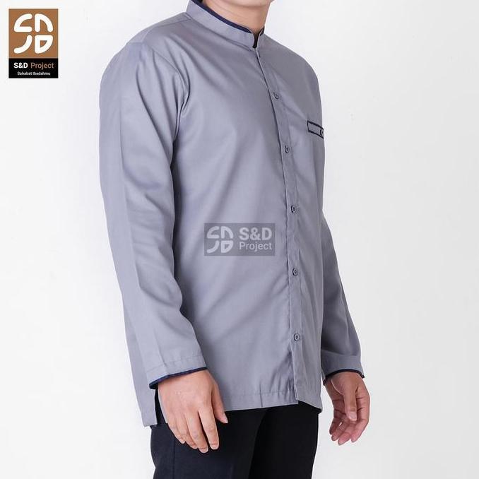 Koko Kain Katun Toyobo Polos Lengan Panjang Ukuran - M L Xl Warna Abu Allshop