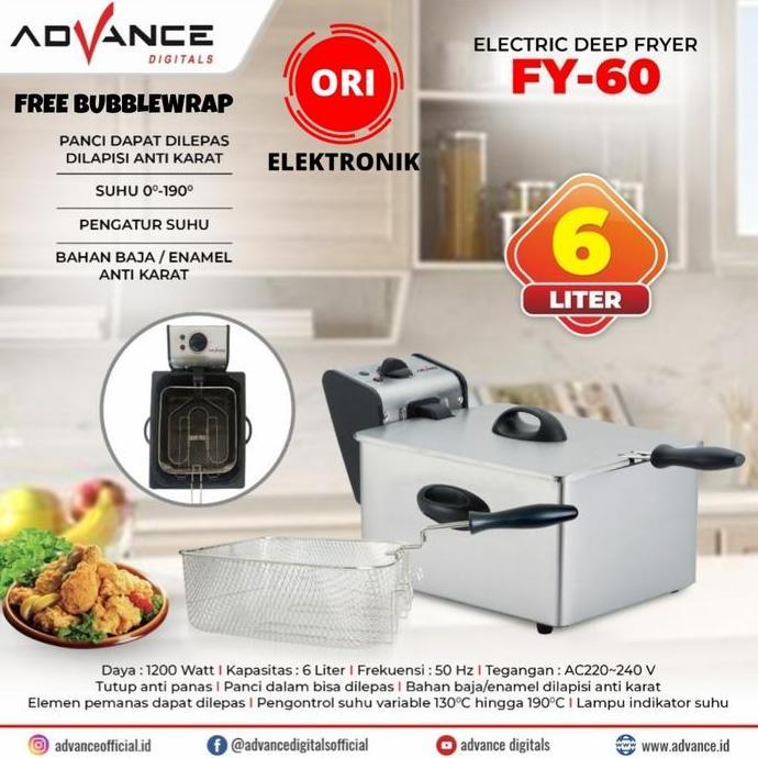 NEW ADVANCE PENGORENGAN LISTRIK 6 LITER / ELECTRIC DEEP FRYER 6 LITER