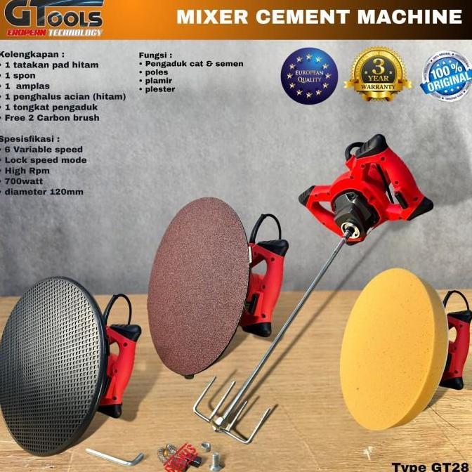 Gtools GT28 Mesin pengaduk semen acian cat Mixing penghalus tembok