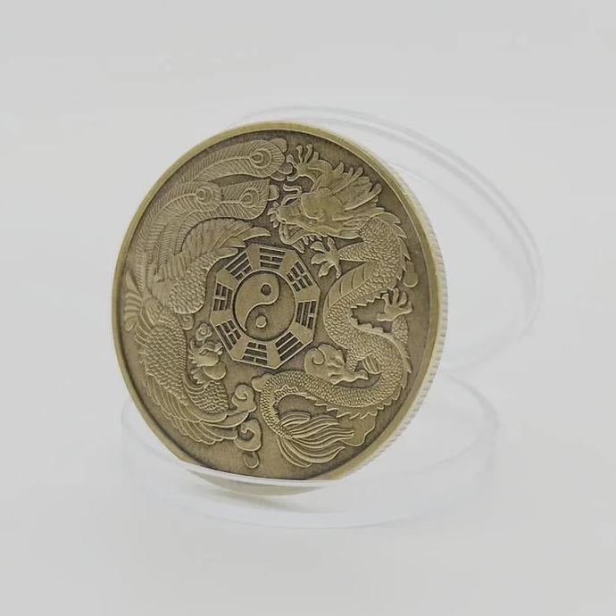 Memento- Koin Kuno Naga Phoenix 4Cm Koin Bagua Fengshui