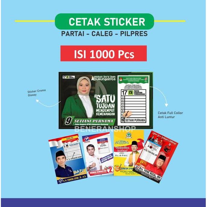 Ready stock Cetak Stiker Caleg Partai Kampanye