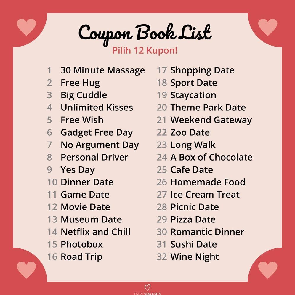 Love Coupon Book - Free Box - Love Coupon Kado Valentine Hadiah Pacar Kupon Bigdeal