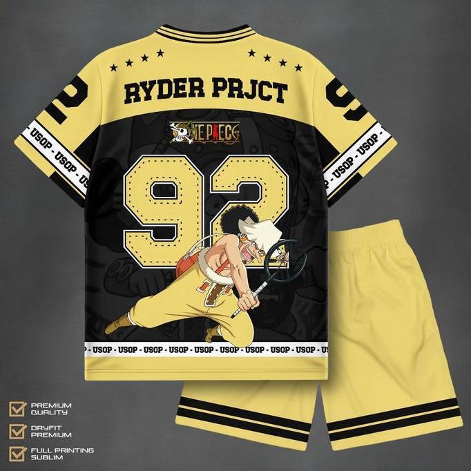 Setelan Jersey Anak Usopp One Piece Premium Fullprint | Baju Setelan Anak Usopp 92 Kuning Dryfit Ade