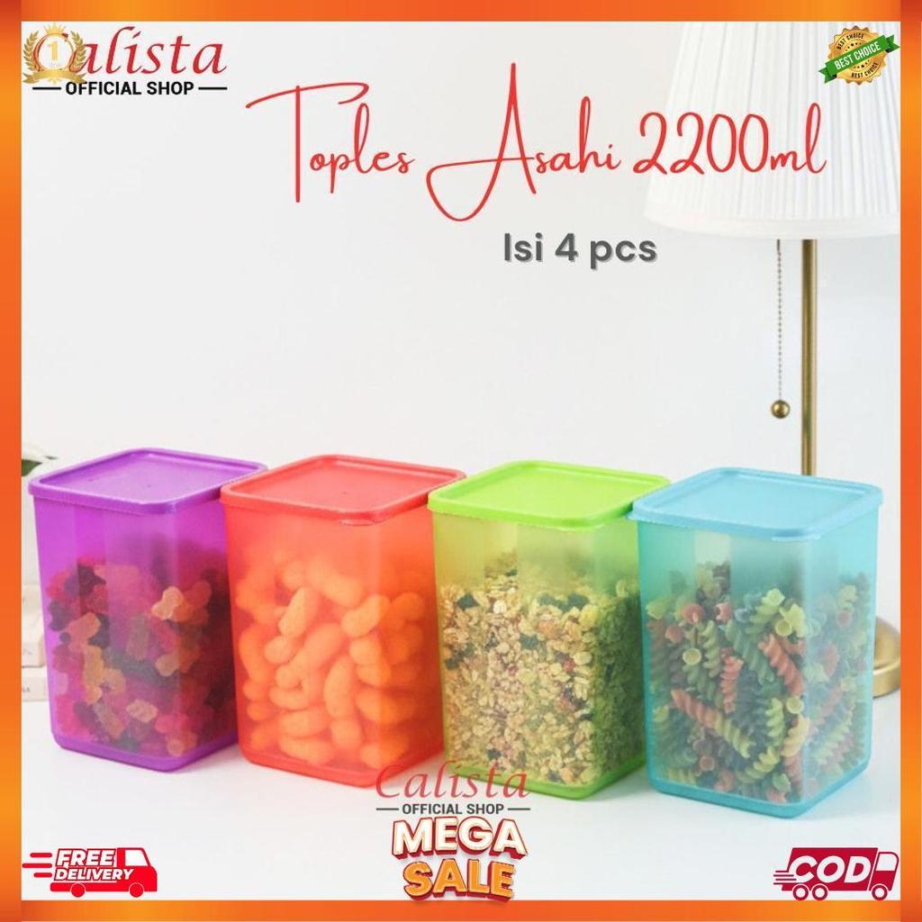 Calista Asahi Premium 2200Ml Toples Penyimpanan Makanan Set Isi 4Pcs Cod