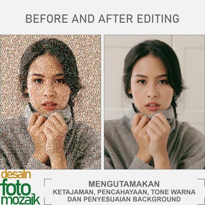 Edit Foto Mozaik dengan Frame Block Poster ukuran 12R dll.