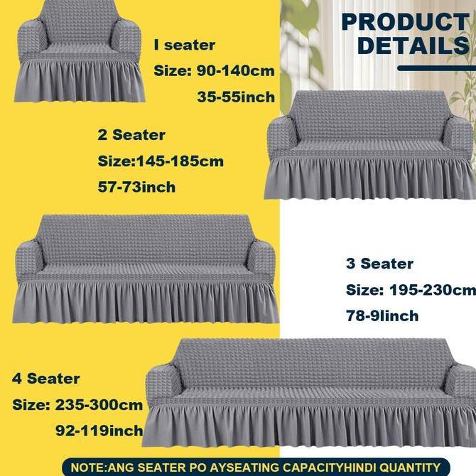Set Penutup Sofa Berpinggiran - Tahan Lama dan Dapat Dicuci Cocok untuk Sofa 1/2/3/4 Kursi Penggunaa